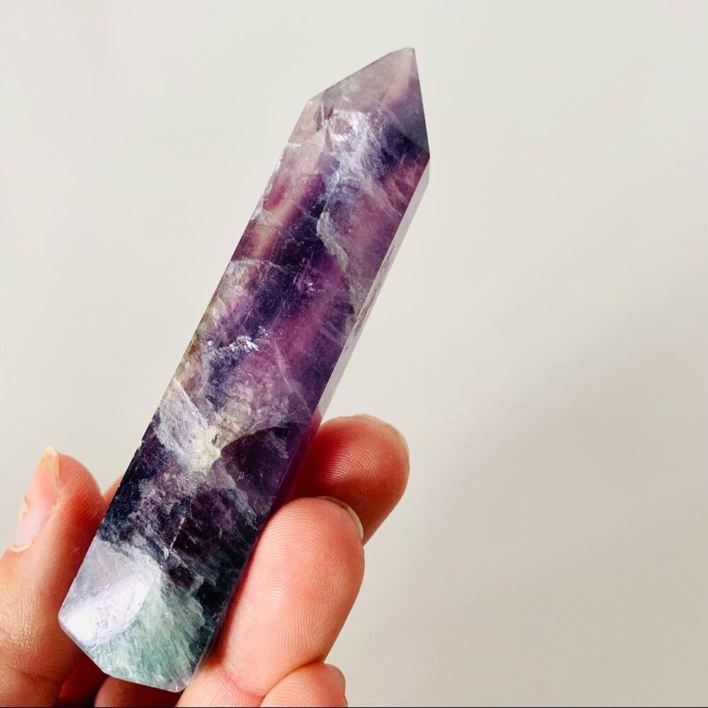 Fluorite Polish Genuine 3.5” Crystal Point Boho Gypsy Meditation Yoga Gemstone